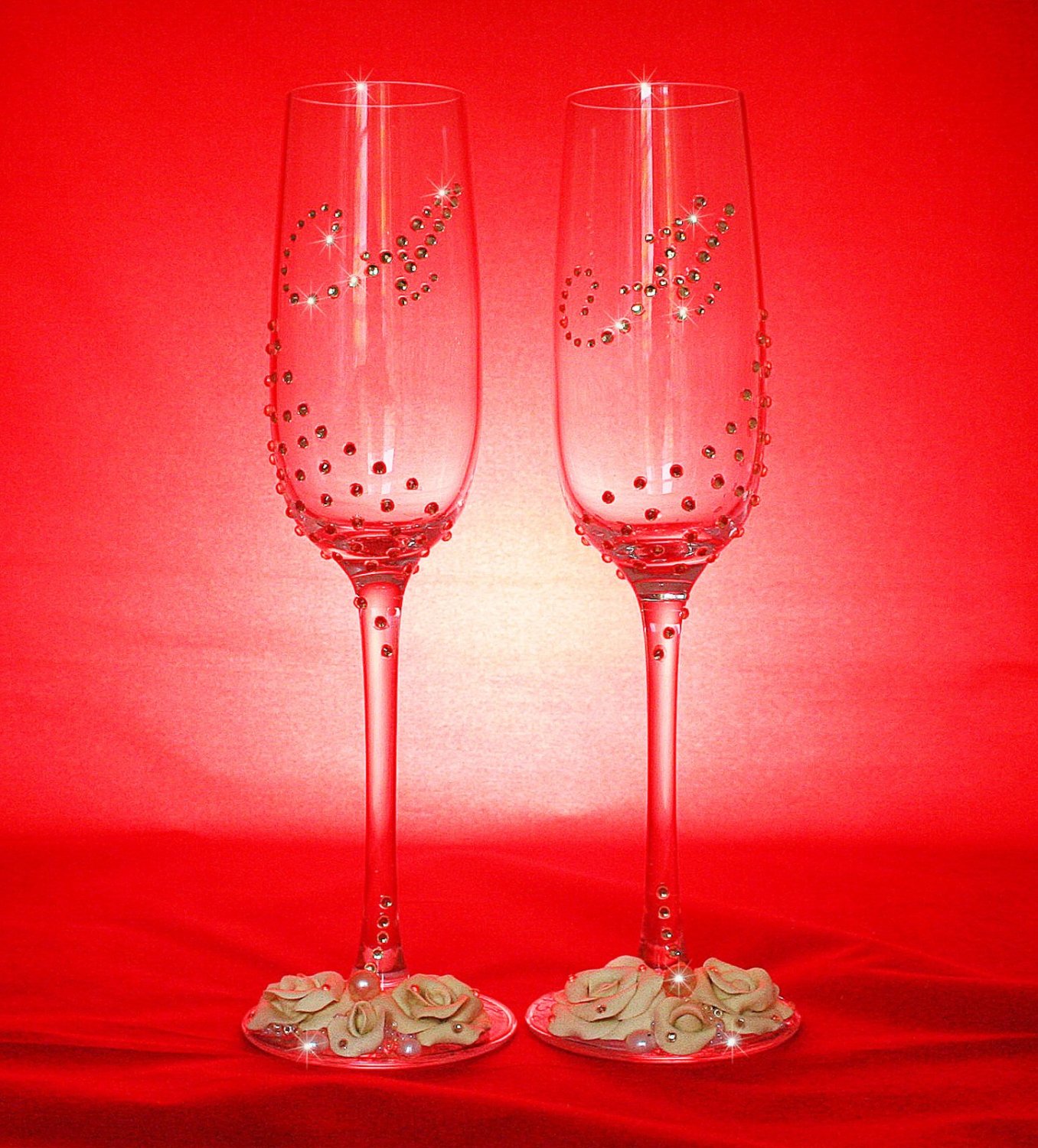 Свадебные бокалы&nbsp;Свадебные аксессуары ручной работы.Лепка,роспись. : 