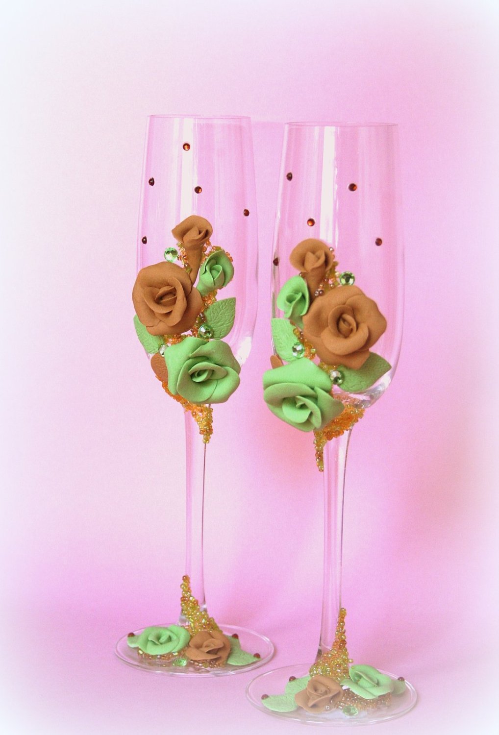 Свадебные бокалы&nbsp;Свадебные аксессуары ручной работы.Лепка,роспись. : 