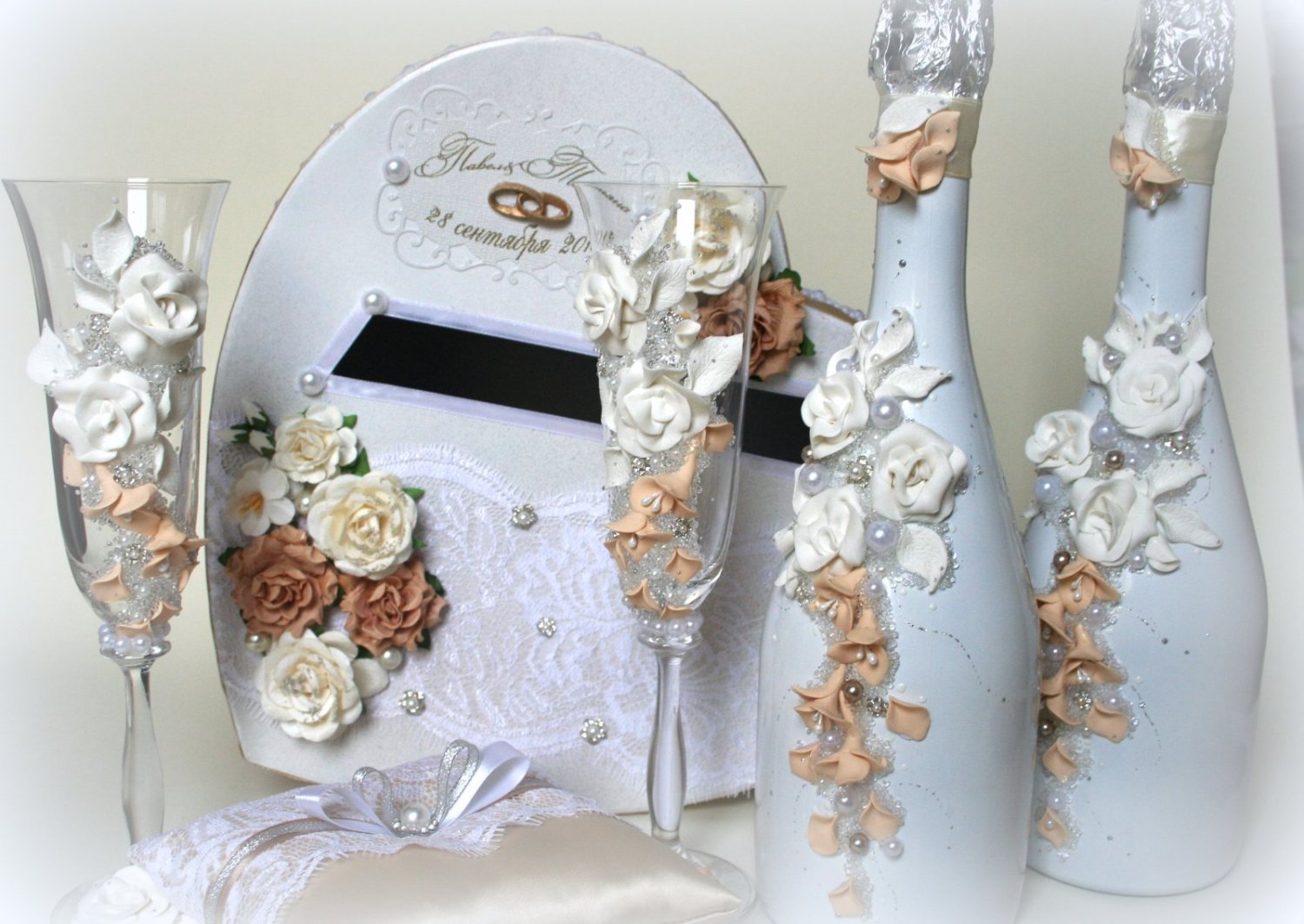 Свадебные наборы&nbsp;Свадебные аксессуары ручной работы.Лепка,роспись. : 