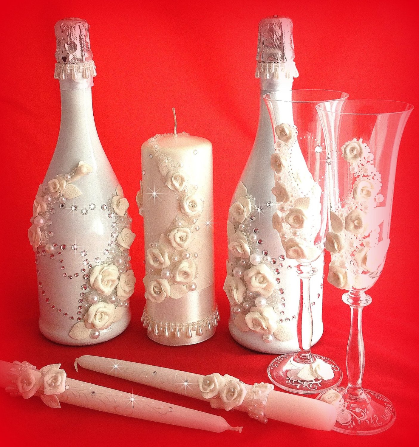 Свадебные наборы&nbsp;Свадебные аксессуары ручной работы.Лепка,роспись. : 