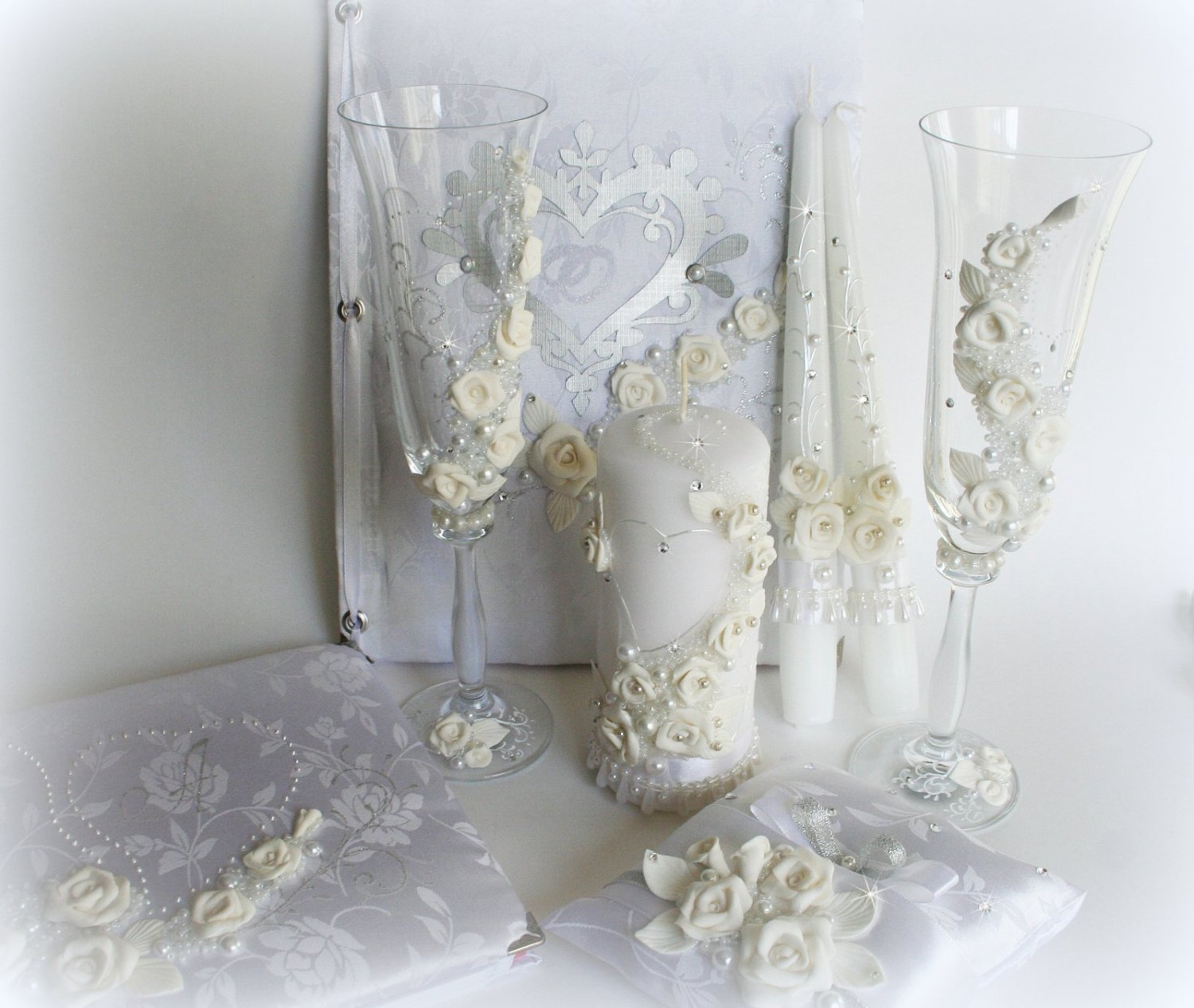 Свадебные наборы&nbsp;Свадебные аксессуары ручной работы.Лепка,роспись. : 