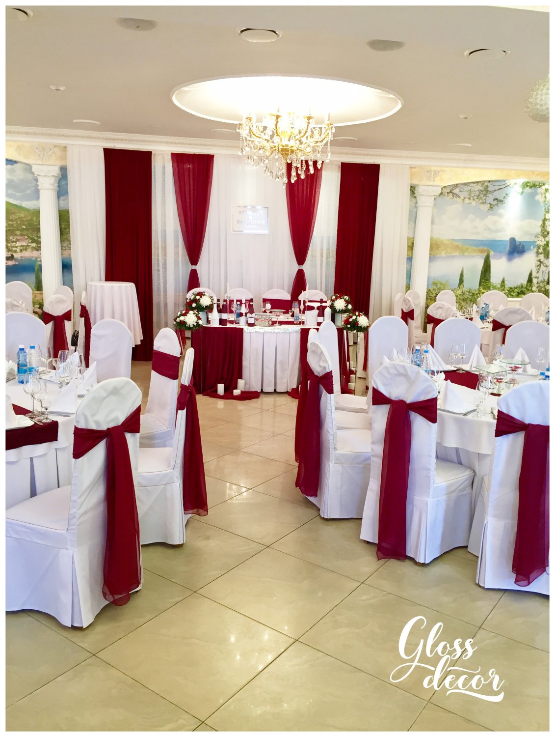 оформление зала&nbsp;Gloss decor студия свадебного декора : 