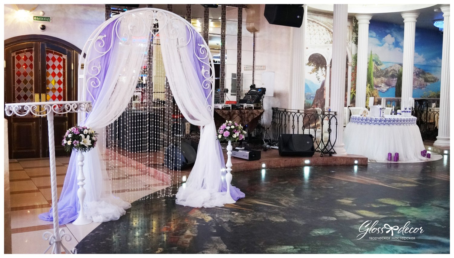 оформление зала&nbsp;Gloss decor студия свадебного декора : 