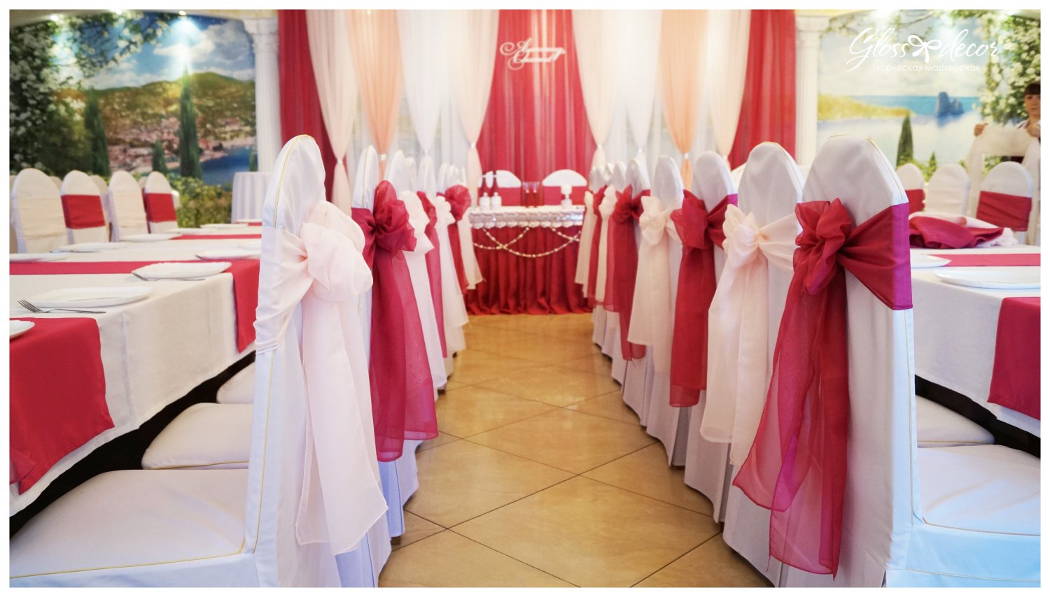 оформление зала&nbsp;Gloss decor студия свадебного декора : 