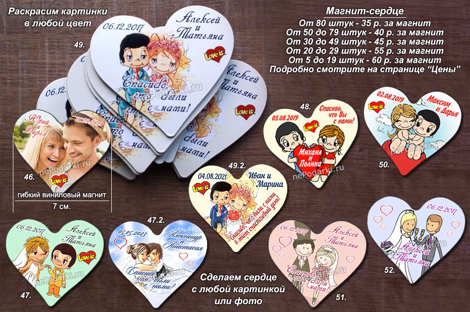 Магниты на свадьбу&nbsp;Свадебные магниты - nePodarki.ru : 